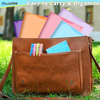 Oleitodh Plastic Folders with Pockets - 60 Pack 20 Colors & 2 Pocket Folder Bulk with 2 Business Card Slots, Heavy Duty File Folders for School Home Office and Business - style: 3-Prong with View Pocket Style