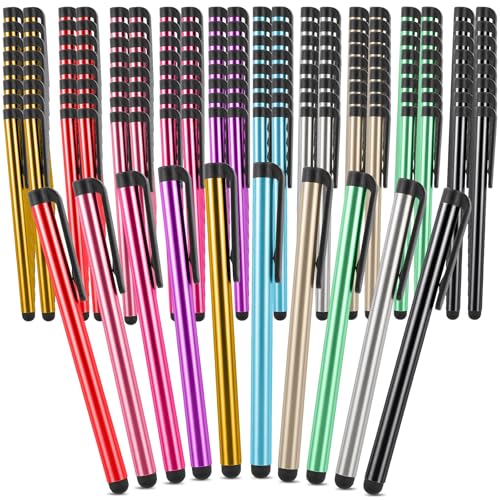 320 Pcs Stylus Pens Bulk 10 Colors Capacitive Stylus Pen for Touchscreen Aluminum Alloy Stylus Pack with Soft Rubber Tips Bulk Stylus Pens for Touch Screens Tablets Phones iPad Office and Classroom