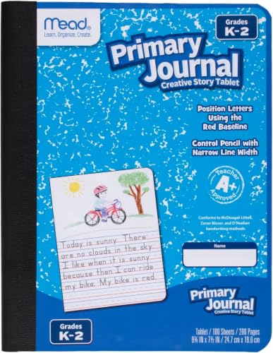 Mead Primary Journal Creative Story Tablet Composition Notebook, 7.5" x 9.75", Grades K-2, 100 Sheets, Blue (09554) (Pack of 12) - color: Blue, size: 12 Pack