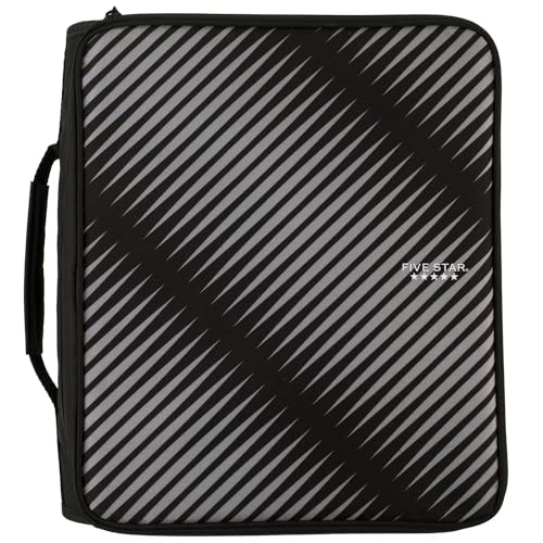 Five Star Zipper Binder, 2 Inch 3-Ring Binder with Round Rings, 5-Tab Expanding File, 380 Sheet Capacity, Black (72536) - color: Black, size: 2 Inch Zipper Binder