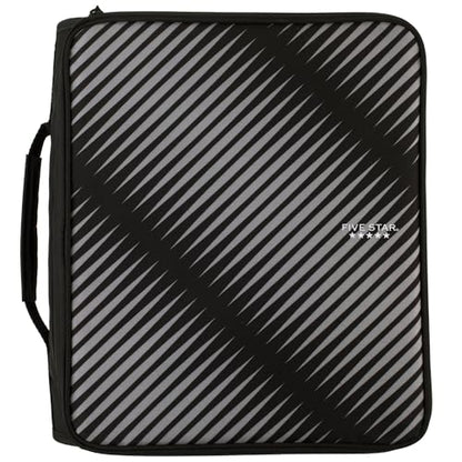 Five Star Zipper Binder, 2 Inch 3-Ring Binder with Round Rings, 5-Tab Expanding File, 380 Sheet Capacity, Black (72536) - color: Black, size: 2 Inch Zipper Binder