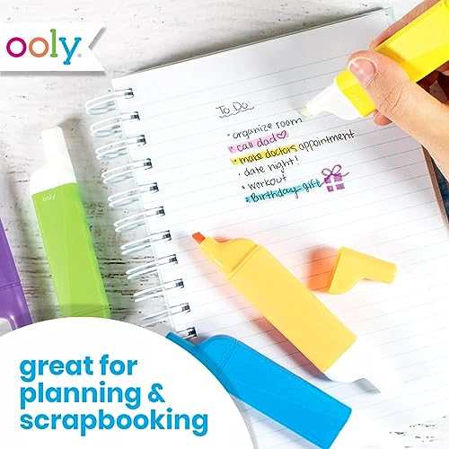 OOLY Do-Overs Erasable Highlighters [Set of 6] - Chisel Tip-for Note Taking, Drawing, Art Supplies, School Supplies for Kids of All Ages [Do Over Highlighters]