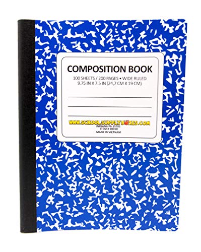 100 Sheet Composition Notebooks - School Supply Boxes - 5 Wide Ruled Writing Notebooks - 1 Black, 1 Red, 1 Green, 1 Blue, and 1 Yellow (Wide Ruled) - style: Wide Ruled