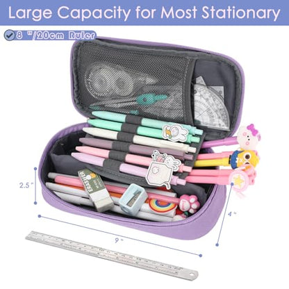FlowFly Large Capacity Pencil Case for Kids, Boys & Girls – Zippered Multi-Functional Pen Pouch, Soft & Portable Pencil Bag for School, Teens, Students, Purple - color: Purple