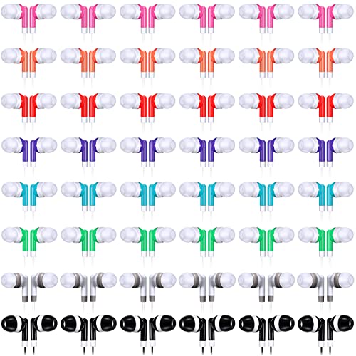 Konohan 160 Packs Bulk Earbuds with Wire Earphones Classroom Wired Headphones for Students Headphones Individually Bagged, 8 Colors Ear Buds Bulk for Classroom School Library (Multicolor) - color: Multicolor
