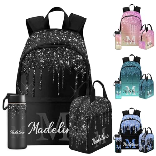 Personalized Girls Backpack Multi Color Shiny Ice-Cream Customize Toddler Backpack for Girl with Kid's Name Lunch Tote Bag Custom School Book Bags for Kid Girl Boy Book Backpacks for Daughter - color: Color 02