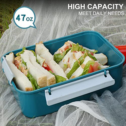 47oz Salad Lunch Container To Go, 3 Pack Salad Bowls Bento Lunch Boxes | Food Storage Meal Prep Containers with Tray/Dressing Containers for Salad, Snacks,Fruit, BPA Free, Microwave Dishwasher Safe - color: Navy & Navy & Navy
