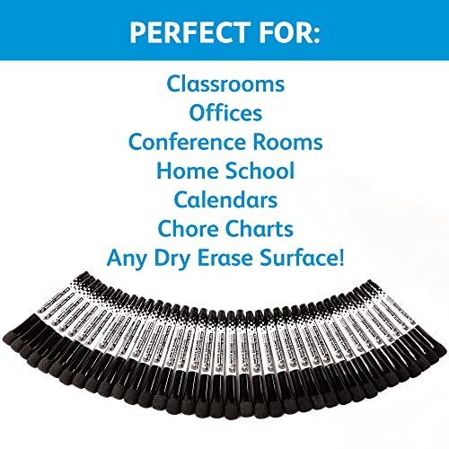 Glassboard Studio Black Fine Tip Dry Erase Markers Bulk 36-Pack with Magnetic Eraser Cap and Low Odor Ink for White Boards at School, Work, or Home