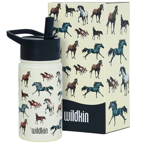 Wildkin Kids Stainless Steel Water Bottle, 14oz, Horse Dreams | 14oz insulated steel water bottle — coordinates with matching Wildkin backpacks and lunch boxes - color: Horse Dreams, size: 14 Oz