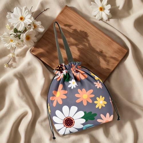 Double-Handle Lunch Bag, Insulated Waterproof Reusable Tote for Women/Students, Fits 2 Bento Boxes + Water Bottle - Ideal for School/Office/Picnic (Sunflower) - color: Sunflower