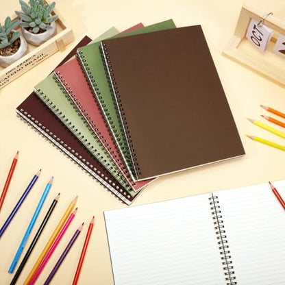 Fuutreo 6 Pack B5 Spiral Notebooks 10.5 x 7.45 Inch College Ruled Aesthetic Journal Kraft Hardcover 70 Sheets (140 Pages) Spiral Notebook for Office Students Work Journaling(Fresh,Morandi) - color: Fresh