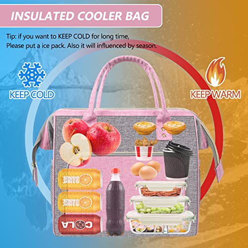IDEATECH Insulated Lunch Box for Women, Cute & Reusable Cooler Lunch Bag for Work, Office & Picnic, Leak-Proof Tote with Shoulder Strap (Pink) - color: Pink