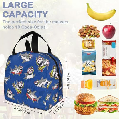 Shark Riding a Skateboard Funny Insulated Lunch Bag Reusable Lunch Box Women Men,Cooler Thermal Meal Tote for Kids School Student Picnic Office Work - color: Shark Riding a Skateboard Funny