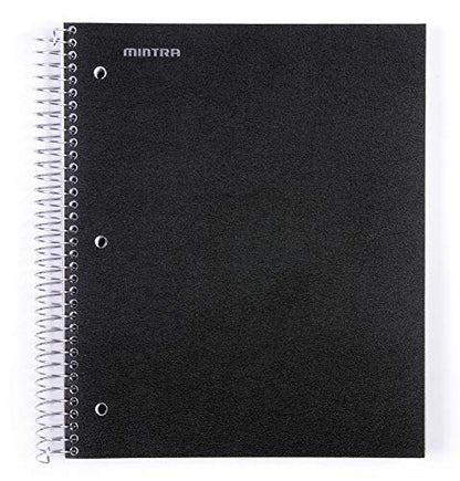 Mintra Office Durable Spiral Notebooks, 5 Subject (Black, Wide Ruled 1pk) - color: Black, size: Wide Ruled 1pk