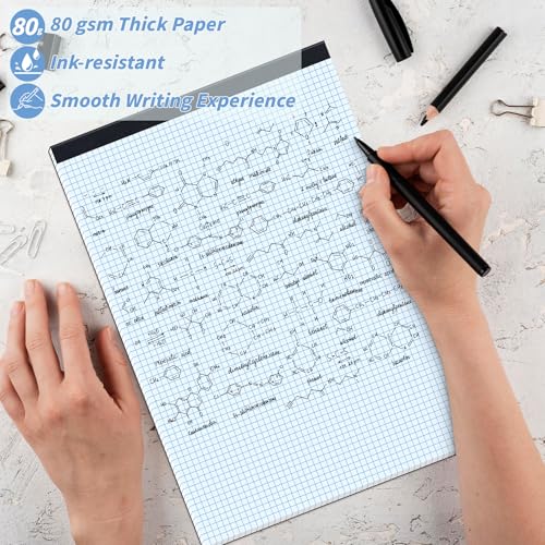 48 Pack Graph Paper Pad 8.5 x 11, 4x4 Graph Ruled, Grid Paper Pad 8-1/2" x 11", Blueprint Quadrille Pad, Easy Tears Off, Cardboard Backing - Grid Pad Notebook, White 80 GSM Graph Paper, 30 Sheets/Pad - size: 8.5x11inch
