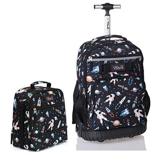Tilami Rolling Backpack 19 inch with Lunch Bag Wheeled Laptop Backpack, Astronaut - color: Astronaut