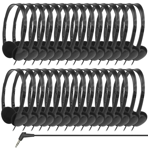 30 Pack Bulk Class Set Headphones for Kids Students Classroom，Adjustable School Earphones On Ear with 3.5mm Jack for Teachers Children Toddler Boys Girls Teens Adult(GS857, Black) - color: Black, size: 30 Pack