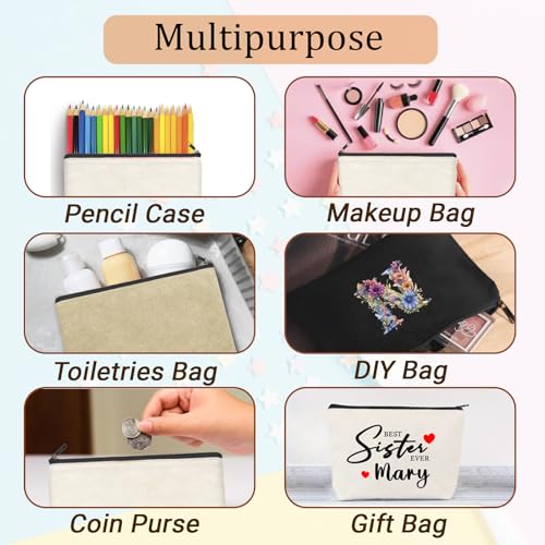 10PCS Blank DIY Canvas Zipper Bags Pencil Case Pouch Makeup Bags Bulk，6.9×9Inch Large-Capacity Multi-Purpose Toiletry Bag Portable Travel Storage Bag - color: 10pcs Beige Pencil Case