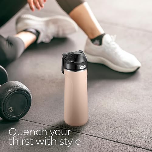 SIPX Stainless Steel Water Bottle, 18oz, Peach, Reusable, BPA-Free, Keeps Cold 24hr, Triple Insulated, Leak Proof Straw Lid, Sustainable Material, Hiking - color: Pink