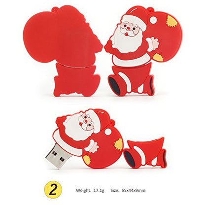 Christmas USB Flash Drive 8GB x 5 Pieces Thanksgiving Gift USB Memory Stick Novelty Pen Drive Santa Claus, Christmas Tree, Elk - color: 5xChristmas, size: 8GB