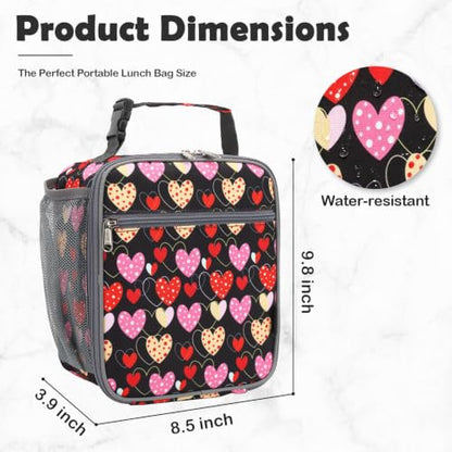 FlowFly Kids Lunch box Insulated Soft Bag Mini Cooler Back to School Thermal Meal Tote Kit for Girls, Boys, Heart - color: Heart