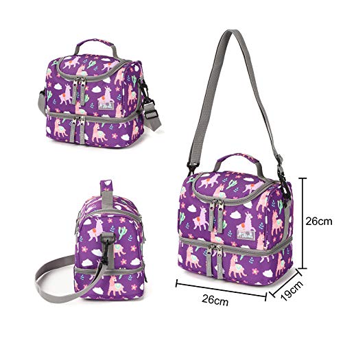 Tilami Rolling Backpack 18 inch Double Handle with Lunch Bag Wheeled Kids Backpack for Girls and Boys, Purple Alpaca - color: Purple Alpaca