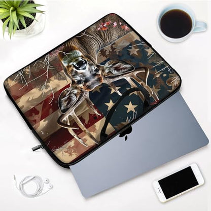Laptop Sleeve Bag with Handle Computer Protective Soft Cover Case for 14 Inch 13 Inch Laptop,Deer Weed Flag - color: Deer Weed Flag