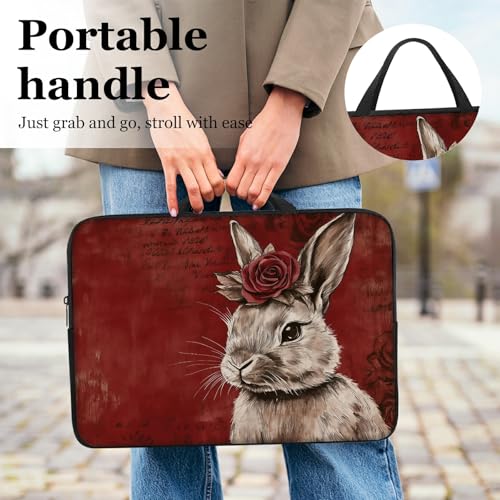 11.6 12 12.2 12.3 inch Laptop Sleeve with Handle, Retro Rose Rabbit Water‑Resistant Tabet Carrying Case for MacBook Air 12/Chromebook/HP/Dell/Lenovo/Asus/Acer - color: Retro Rose Rabbit, size: 11-12.3 inch Devices