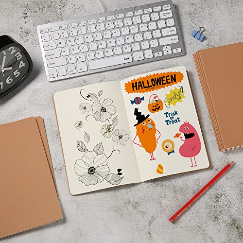 24 Pack Blank Notebook & Journal Bulk, Kraft Cover, Unlined Plain Thick Paper, A5 Size, 5.5x8.3 inch, 60 Page, Small Sketchbook Subject Note Pad Set for Women Men Kids Traveler Student Office - color: Yellow, style: Yellow-24-Unlined