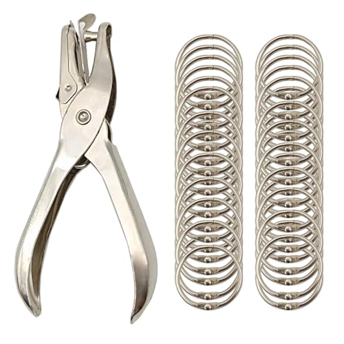 (40Pack)Book Rings 1 Inch Binder Rings with Metal Single Hole Punch | Nickel Plated Steel Paper Rings Metal Rings for Index Cards,Flash Card rings,Silver