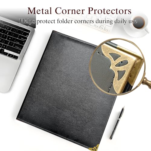 Large 2 Inch D-Ring 3 Ring Binder, Faux Leather, Black | Faux leather inside and out; large cover fits 8.5 x 11 paper, sheet protectors, dividers, certificates, and files. - color: Black, size: 2 Inch