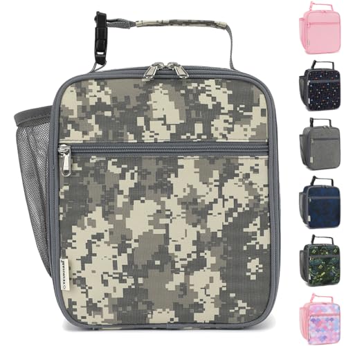 GYEUKHAM Lunch Box for Kids Boys Girls Men Women, Insulated Small Soft Cooler Lunch Bag Kit for School Work Picnic Travel - Reusable Portable lunchbox,Grey Camouflage - color: Grey Camouflage