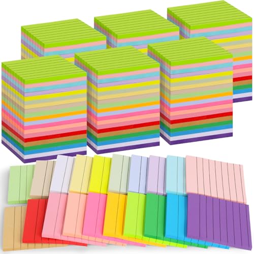 100 Pack Lined Sticky Notes Bulk 3 x 3 In Self-Stick Note Pads Colorful Posted Note in 20 Colors Adhesive Paper Memo 50Sheets/Pad Easy to Post for Office Home School Meetings Notebook Wall Door Window - color: 20 Colors-100 Pcs, size: 3 x 3 IN