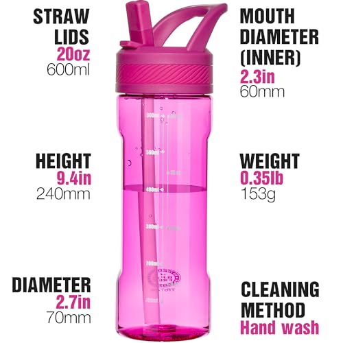 OLDLEY 20oz Kids Water Bottle with Straw, BPA-Free Tritan Water Bottle for School, Leakproof Clear Water Bottle with One Click Open, Measurement Scale, Cup Holder Friendly for Boys Girls,Fuchsia - color: Fuchsia