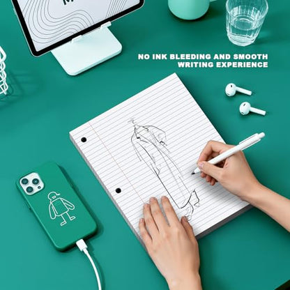 Note Pads 8 X 10.5 Loose Leaf Paper, 100 Sheets, 3 Hole Punched Lined Paper, College Ruled 8 X 10.5 Notebooks, 10-1/2" X 8 Binder Writing Pads, Filler Paper For Engineering, Office, School Supplies - style: White-College Ruled-1 Pack