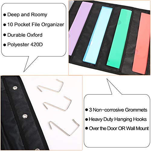 ABC life Hanging Wall File Organizer, 2 Packs, 10 Pocket Office, Home, Classroom, 6 Removable Poly Hanging File Folders, Wall Folder Organizer, Back to School Supplies | 10 Pocket, for Office, Home, Classroom, 6 Removable Poly Hanging File Folders, Wall F