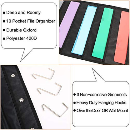 ABC life Hanging Wall File Organizer, 2 Packs, 10 Pocket Office, Home, Classroom, 6 Removable Poly Hanging File Folders, Wall Folder Organizer, Back to School Supplies | 10 Pocket, for Office, Home, Classroom, 6 Removable Poly Hanging File Folders, Wall F