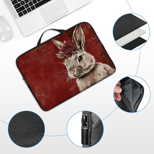 11.6 12 12.2 12.3 inch Laptop Sleeve with Handle, Retro Rose Rabbit Water‑Resistant Tabet Carrying Case for MacBook Air 12/Chromebook/HP/Dell/Lenovo/Asus/Acer - color: Retro Rose Rabbit, size: 11-12.3 inch Devices