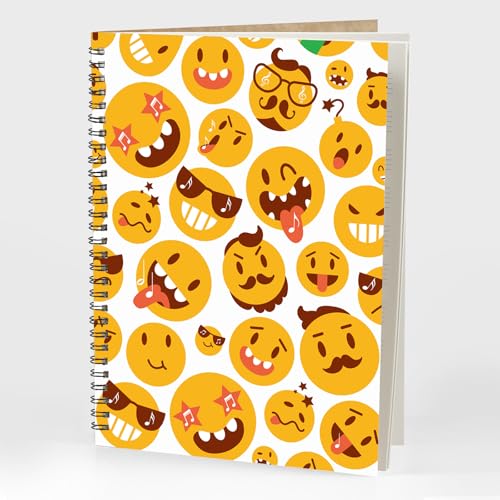 MAXCURY Blank Sheet Music Composition Manuscript Staff Paper Art Music Notebook Black 100 Pages 26x19cm (FunnyEmojis/White) - color: FunnyEmojis/White