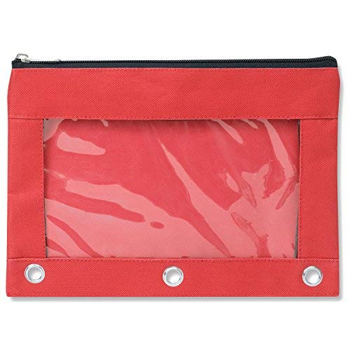 12 Pack Clear Pencil Pouch for 3 Ring Binder Bulk Pencil Pouch Bags for Binder with See Through Window and Zipper | Pencil Pouch Bundle for School, Office, Budgets (12 Pencil Cases in 8 Colors)