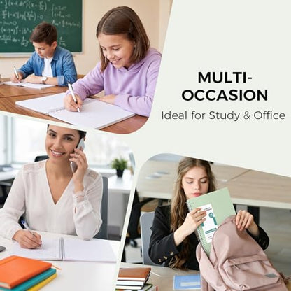 SKYDUE 8"x10.5" Spiral Notebook - College Ruled 100 Sheets, 1 Subject Notebook for School & Office, 3-Hole Punched Paper, Green - color: Green