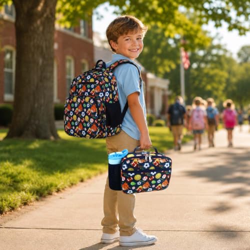 RHCPFOVR Kids Lunch Bag - Insulated Lunch Box for Boys Girls,Washable Lunch Bag and Reusable Toddler Leak-proof Lunchbox for School and Daycare - color: Deep Blue Sports