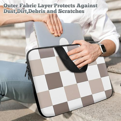 Universal Tablet Laptop Sleeve Case 10 inch, Brown Checkered Slim Carrying Case Travel Laptop Bag Durable Handbag for 7 to 10-inch Laptops/Notebook/Kids Tablet/ipad/eBook Readers - color: Brown Checkered, size: 10 inch