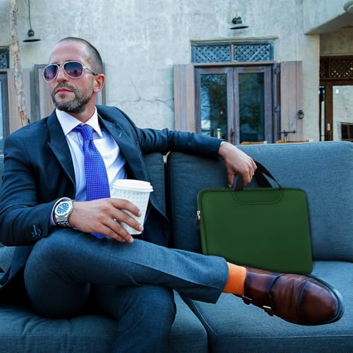 Laptop Sleeve Case 15.6 Inch, Traveling Briefcase Handle Bag & with Extra Pockets, Computer Protective Case Compatible for 15 15.6 inch HP, Dell, Acer, Asus, Dark Green - color: Dark Green, size: 15.6 inch