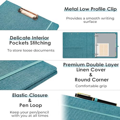 EYROZILL 3 Ring Binder 2 Inch, Binder for Letter Size (11" x 8.5") with 5 Tab Dividers, File Folder Labels and Low Profile Clipboards, Aqua Blue - color: Blue, size: ‎Letter Size - 2 Inch