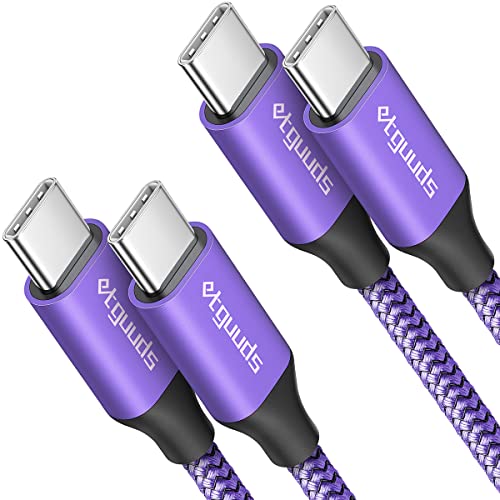 etguuds Purple USB C to USB C Cable 6ft, 2-Pack, 60W Fast Charging Type C to C Charger Cord for iPhone 17 16 15 Pro Max Plus Air 16e, for MacBook/iPad USBC, Samsung Galaxy S25 S24 S23 A17 A16, Pixel - color: Purple, size: 6ft