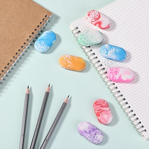 Mr. Pen- Erasers, 24 Pack, Vibrant Colors, Marble Pencil Eraser | Cute Eraser for kids, Big Erasers for Pencils
