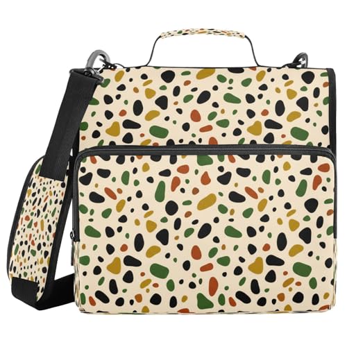 Prints 3-Ring Zipper Binder Bag, 13 Inch Laptop Organizer with Shoulder Strap & Handle Multiple Pocket File Folder for School Office