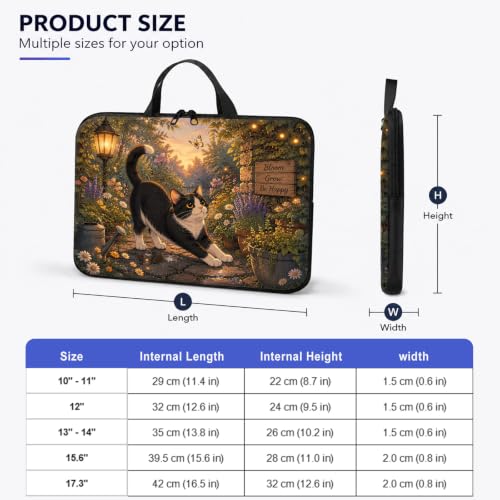 13 Inch Laptop Case Sleeve with Handle, Shockproof Slim Carrying Case | Soft Lining Computer Bag for MacBook Air 13 M3/M2/M1, MacBook Pro 13/14, iPad Pro 13 M4, Black Cat Sunset - color: Black Cat Sunset, size: 13-14 inch