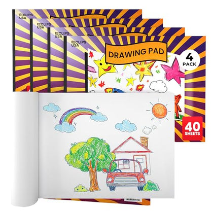 Sketch Book for Kids, Drawing Pad for Kids, Drawing Paper, Sketch Pad for Kid, Sketchbook for Kid (9 x 12, 40 Sheets) (4) - size: 4 Pack